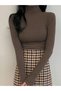 Brown Long-Sleeved Turtleneck Top