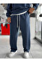 Navy Blue Washed Pipe Leg Sweatpants Tw-7089 - 2