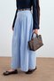 Women's Pleated Detail Belted Wide Leg Pants Baby Blue - 3