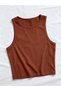 Rust Ribbed Knit Sleeveless Tank Top - 4