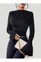 Black Ruched Bell Sleeve Top - 3
