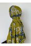 Square Chain Pattern Soft Shawl - Oil Green - 2