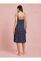 Navy Blue All Over Print Button Detail Midi Slip Nightdress - 4