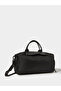 Black Faux Leather Pocket Gym Bag