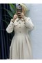 Women's Chic, Elegant Modest Stone-Colored Dress - 3