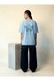 Blue Butterfly Print Round neck Oversized T-Shirt - 3