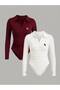 Polo Collar Lycra Flexible Snap Fastener Premium Long Sleeve Bodysuit - 6