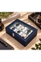 Watch Box for 6 Watches, Navy Blue Crocodile Wood - 3