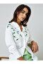 White Long Sleeve Shirt With Floral Embroidery