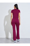 Burgundy Solid Fitted T-Shirt And Flared Pants Active Set - 5
