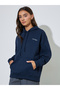 Dark Blue Slogan Print Oversized Hoodie - 3