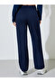 Navy Blue Solid Elasticated Waist Straight Leg Joggers - 4