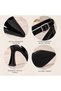 Women's Black Patent Leather Stylish Heeled Shoes with Back Strap 7 cm - 3