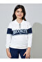 Girls Off White Graphic Print Collared Sweatshirt And Navy Blue Leggings Set - 2