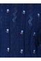 Navy Blue Floral Embroidered Cable Knit Sweater - 4