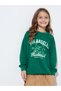 Girls Green Graphic Print Regular Fit Sweatshirt