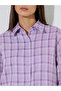 Lilac Checked Longline Oversized Shirt - 4