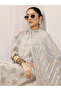 Grey Woven Design Silk Blend Anarkali Kurta, Trousers And Dupatta Set - 7