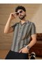 Multi-Color Textured Print Short Sleeves Shirt - 6