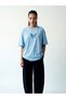 Blue Butterfly Print Round neck Oversized T-Shirt