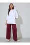 White Solid Patchwork 3/4 Sleeves Oversized T-Shirt - 2
