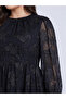 Maxi Length Printed Satin Jacquard A-Line Dress - 3