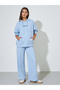Light Blue Slogan Print Longline Oversized Hoodie - 2