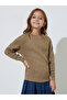 Girls Beige Textured Knit Pullover Sweater - 4
