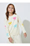Girls Yellow All Over Bow Print Sweatshirt And Solid Joggers Set - 2