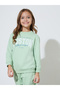 Girls Green Graphic Print Sweatshirt And Pintuck Detail Joggers Set - 2