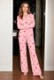 Women's Comfortable Patterned Long Sleeve Pink Pajama Set - 5