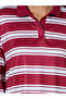 Burgundy Striped Long Sleeves Oversized Polo T-Shirt - 5