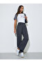 Charcoal Solid Elasticated Waist Straight Leg Joggers - 2