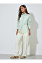 Cream Solid Pintuck Detail Mid-Rise Drawstring Joggers - 2