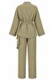Khaki Flounce Thin Belted Kimono Set - 8739 - 2