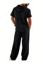Men Black Linen Hooded Shirt And Trousers Set - 2