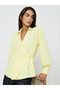 Yellow Wrap V-Neck Shirt With Tie-Waist Detail