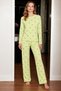 Women's Crew Neck Long Sleeve Green Pajama Set