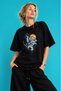Unisex Women's Men's Regular 100% Cotton Printed Crew Neck Short Sleeve T-Shirt Black-Blue Storm