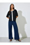 Black Contrast Trims Button Details Boxy Fit T-Shirt - 2