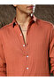 Men Orange Textured Linen Shirt - 6