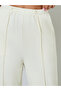 Cream Solid Pleated Details Wide Leg Joggers - 3