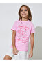 Girls Pink Graphic Print Short Sleeves Regular Fit T-Shirt