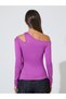 Purple Cut Out Detail Long Sleeve T-Shirt - 5