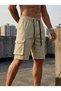 Men Heavyweight Cargo Shorts With Drawstring - 4