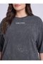 Plus Size Acid Wash Contrast Stitch Raised 100% Cotton Printed T-Shirt - 3