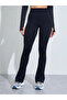Black Solid High-Waist Flare Active Pants
