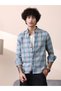 Men Blue Checked Textured Regular Shirt - 2