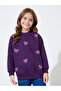 Girls Purple Bow Print Regular Fit Sweatshirt - 3