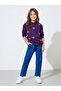 Girls Purple Bow Print Regular Fit Sweatshirt - 2